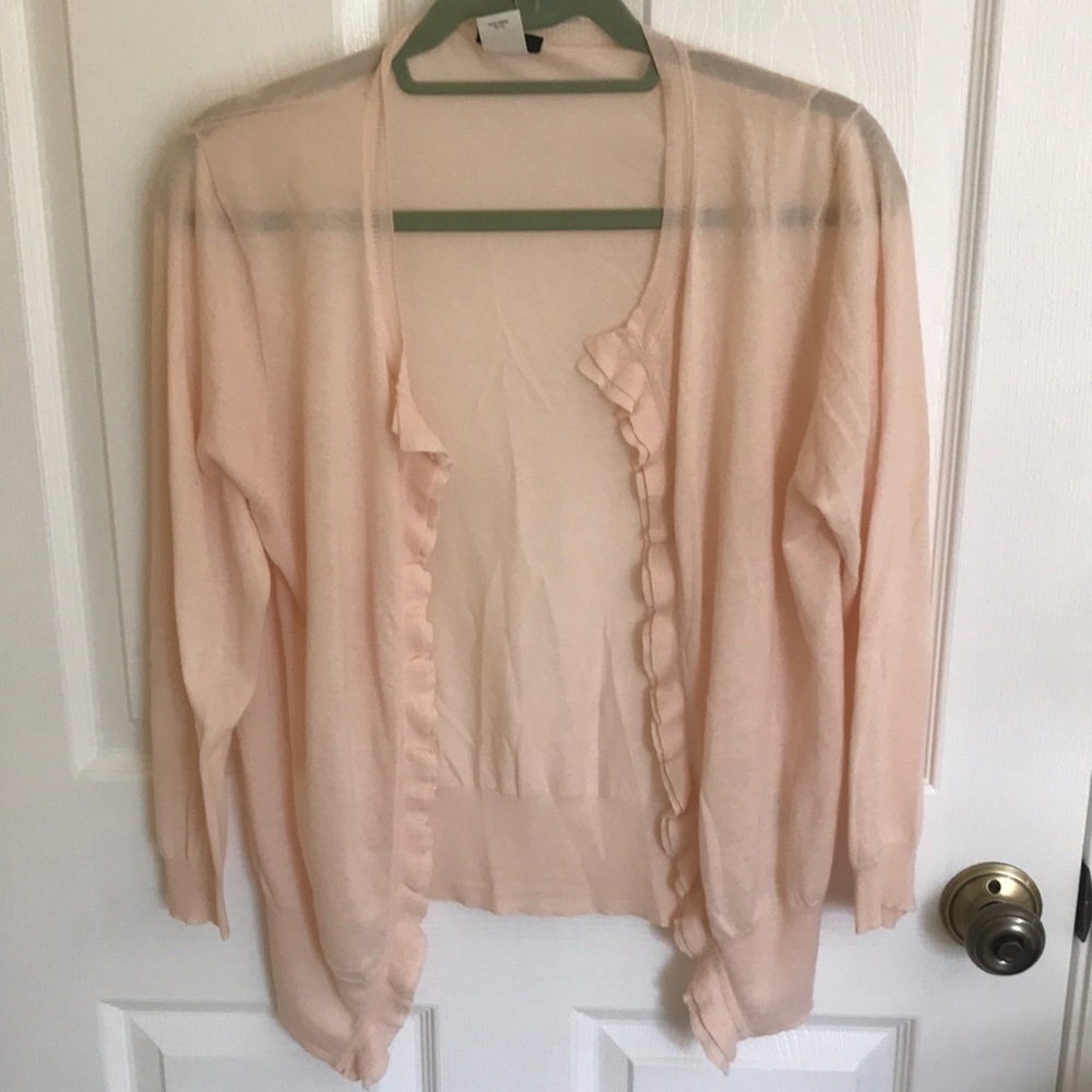 Jcrew Women's Peach color open front Cardigan Cotton Sweater